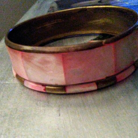 Vintage Pink Brass MOP Bangles - Picture 2 of 3